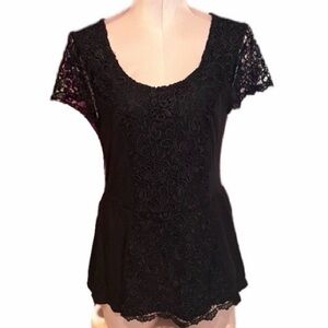 Size M preloved EUC Maurice’s Elegant Black Lace Women's Peplum Top